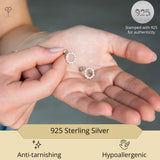 Pearl and Diamond Open Circle Studs in Silver