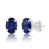 Oval Solitaire Gemstone Studs in 14k Gold