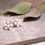 Blossom Freshwater Pearl & Diamond Studs in Silver
