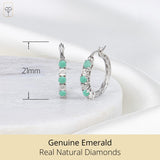 Celeste Diamond Gemstone Hoops in Sterling Silver