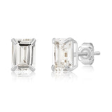 Emerald-Cut Solitaire Gemstone Studs in 14k Gold