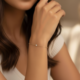 Golden Dew Solitaire Lab Diamond Bezel Bracelet in 10k Gold