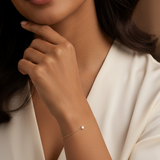 Golden Dew Solitaire Lab Diamond Bezel Bracelet in 10k Gold