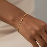 Golden Dew Solitaire Lab Diamond Bezel Bracelet in 10k Gold