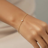 Golden Dew Solitaire Lab Diamond Bezel Bracelet in 10k Gold