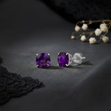 Cushion-Cut Solitaire Gemstone Studs in 14k Gold