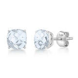 Cushion-Cut Solitaire Gemstone Studs in 14k Gold