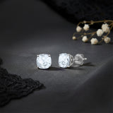 Cushion-Cut Solitaire Gemstone Studs in 14k Gold