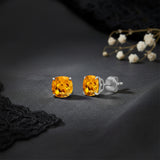 Cushion-Cut Solitaire Gemstone Studs in 14k Gold