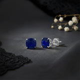 Cushion-Cut Solitaire Gemstone Studs in 14k Gold