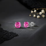 Cushion-Cut Solitaire Gemstone Studs in 14k Gold