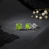 Cushion-Cut Solitaire Gemstone Studs in 14k Gold