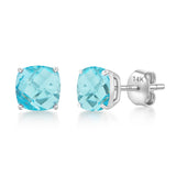 Cushion-Cut Solitaire Gemstone Studs in 14k Gold