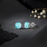 Cushion-Cut Solitaire Gemstone Studs in 14k Gold