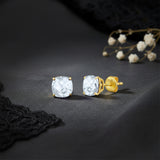 Cushion-Cut Solitaire Gemstone Studs in 14k Gold