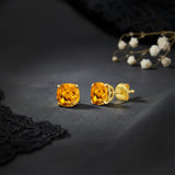 Cushion-Cut Solitaire Gemstone Studs in 14k Gold