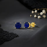 Cushion-Cut Solitaire Gemstone Studs in 14k Gold