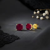 Cushion-Cut Solitaire Gemstone Studs in 14k Gold