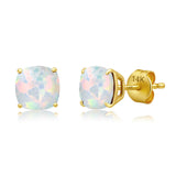 Cushion-Cut Solitaire Gemstone Studs in 14k Gold