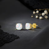 Cushion-Cut Solitaire Gemstone Studs in 14k Gold
