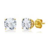 Cushion-Cut Solitaire Gemstone Studs in 14k Gold