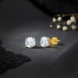 Cushion-Cut Solitaire Gemstone Studs in 14k Gold
