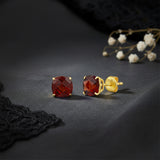 Cushion-Cut Solitaire Gemstone Studs in 14k Gold