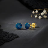 Cushion-Cut Solitaire Gemstone Studs in 14k Gold