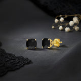 Cushion-Cut Solitaire Gemstone Studs in 14k Gold
