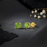Cushion-Cut Solitaire Gemstone Studs in 14k Gold