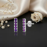 Small Gemstone Bar Studs in 14k Gold