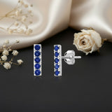 Small Gemstone Bar Studs in 14k Gold
