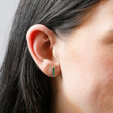 Small Gemstone Bar Studs in 14k Gold