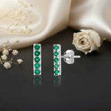 Small Gemstone Bar Studs in 14k Gold