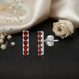 Small Gemstone Bar Studs in 14k Gold