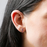 Small Gemstone Bar Studs in 14k Gold
