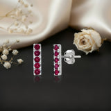Small Gemstone Bar Studs in 14k Gold