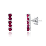 Small Gemstone Bar Studs in 14k Gold