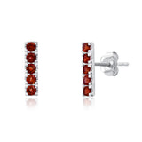 Small Gemstone Bar Studs in 14k Gold