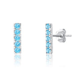 Small Gemstone Bar Studs in 14k Gold