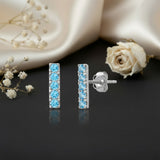 Small Gemstone Bar Studs in 14k Gold
