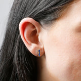 Small Gemstone Bar Studs in 14k Gold