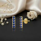 Small Gemstone Bar Studs in 14k Gold