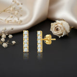 Small Gemstone Bar Studs in 14k Gold