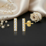 Small Gemstone Bar Studs in 14k Gold