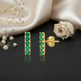 Small Gemstone Bar Studs in 14k Gold