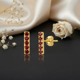 Small Gemstone Bar Studs in 14k Gold