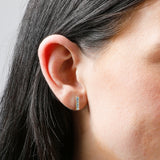 Small Gemstone Bar Studs in 14k Gold