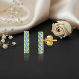 Small Gemstone Bar Studs in 14k Gold