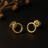 Open Circle Studs in 14k Gold